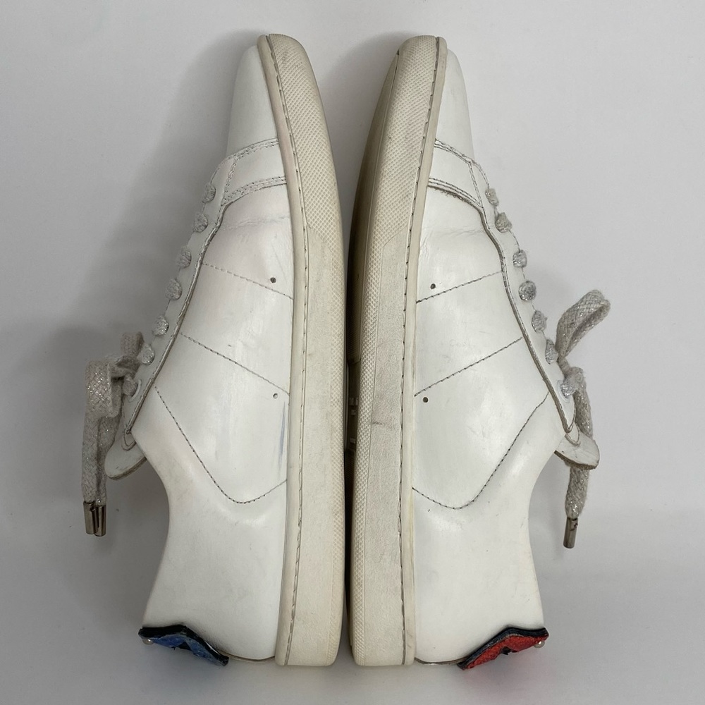 Authentic SAINT LAURENT white leather LIPS CLASSIC COURT Sneakers size 36 - Picture 7 of 12